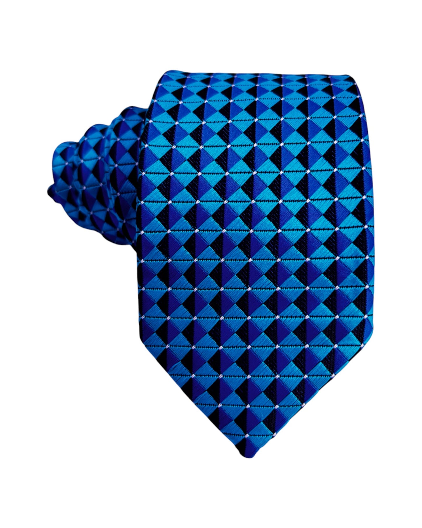Boys Blue patterned tie on a white background