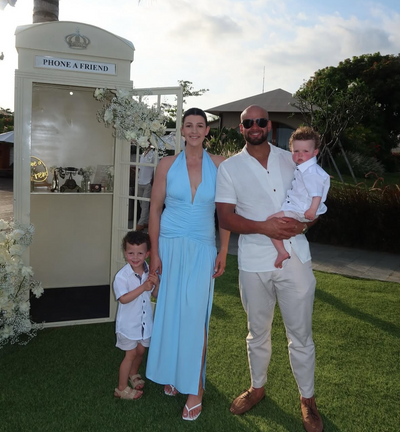 family wearing formal clothing