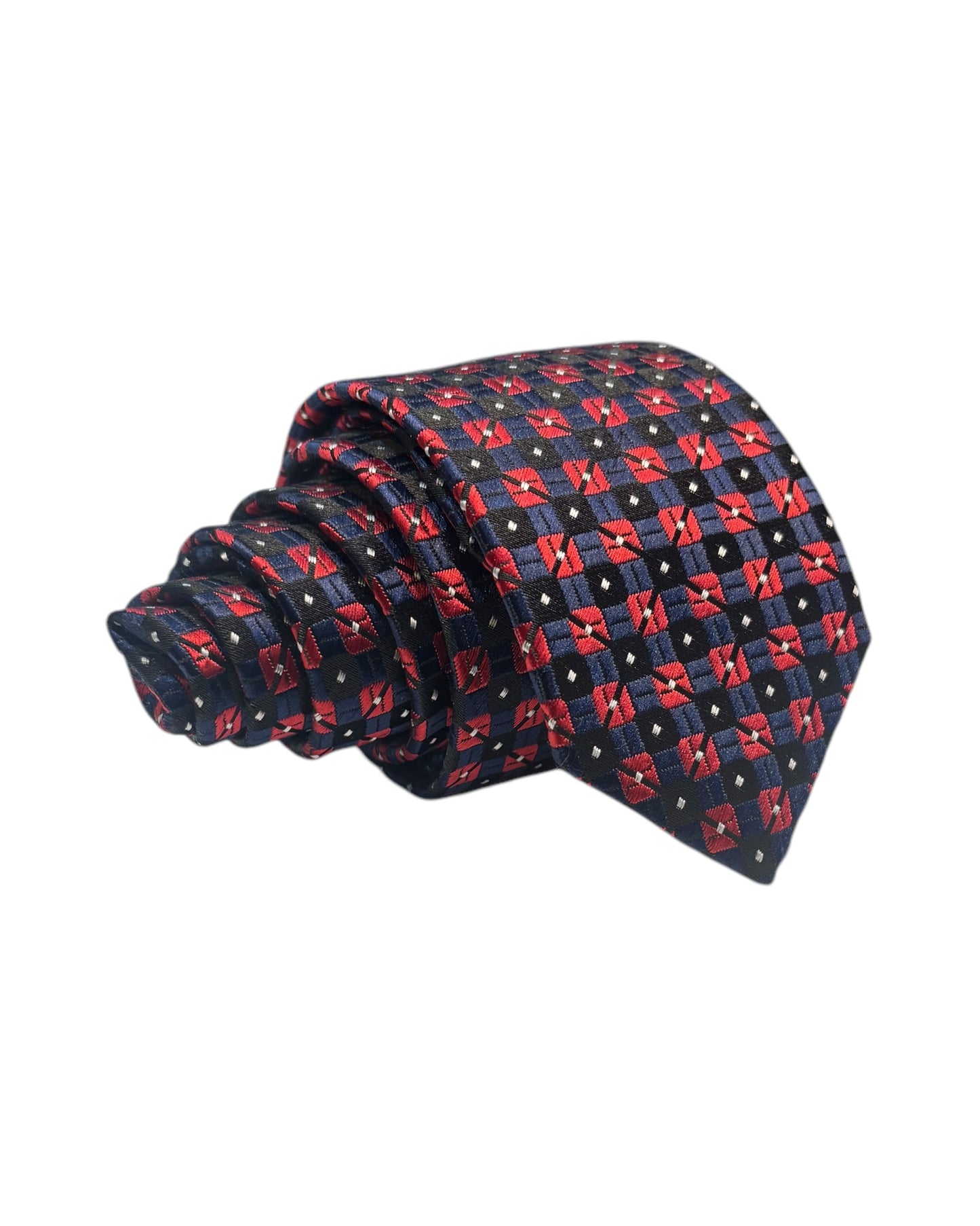 Boys Navy and Red Square Pattern Tie