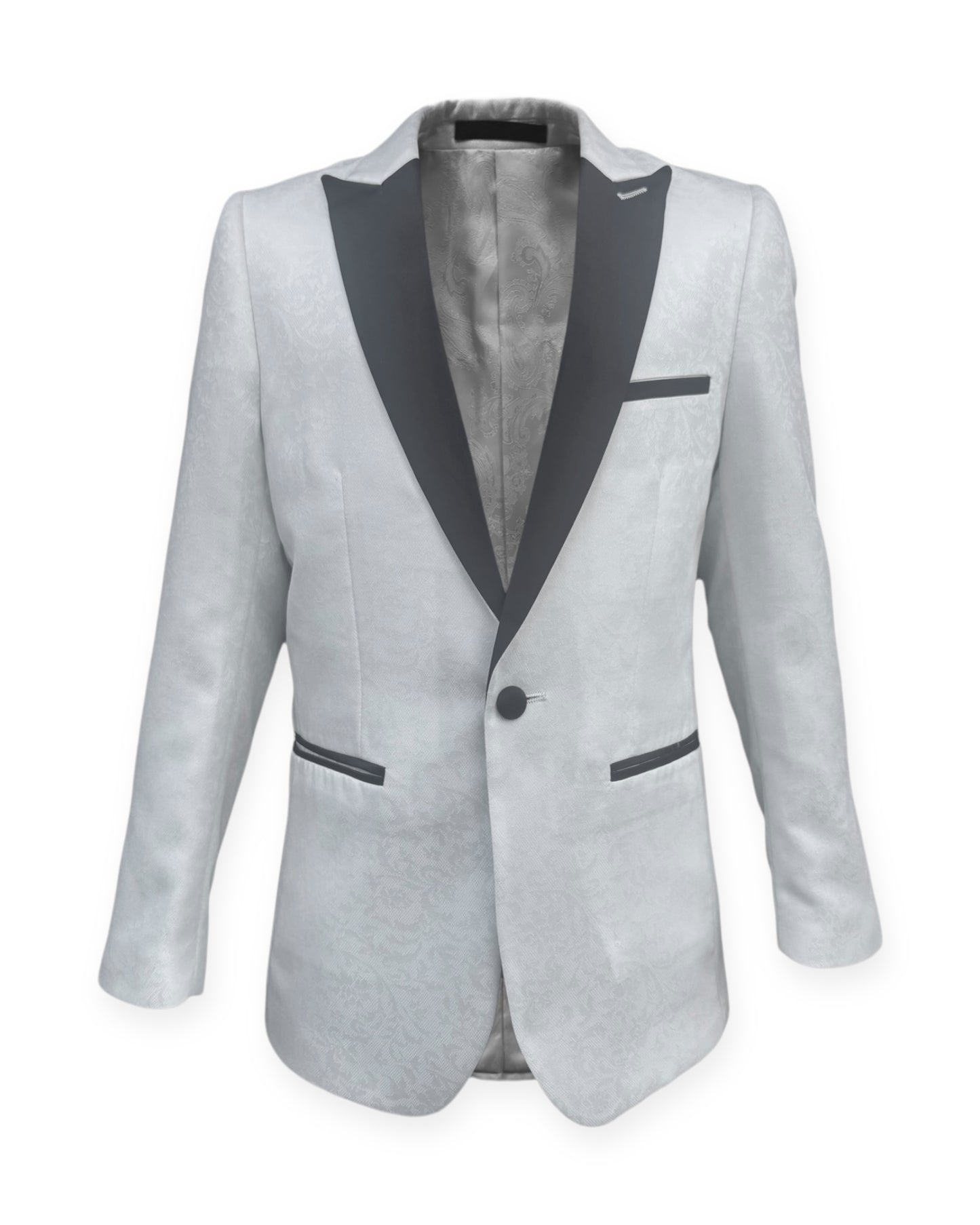 Kids White Jacquard Blazer