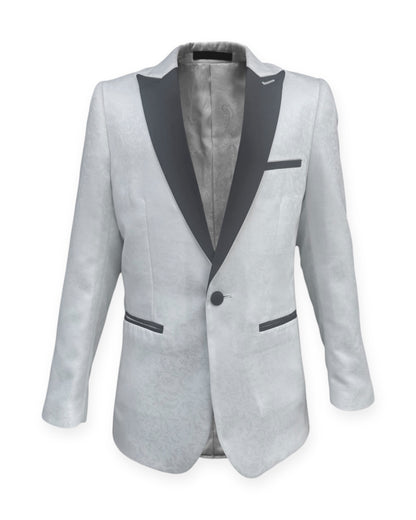 Kids White Jacquard Blazer