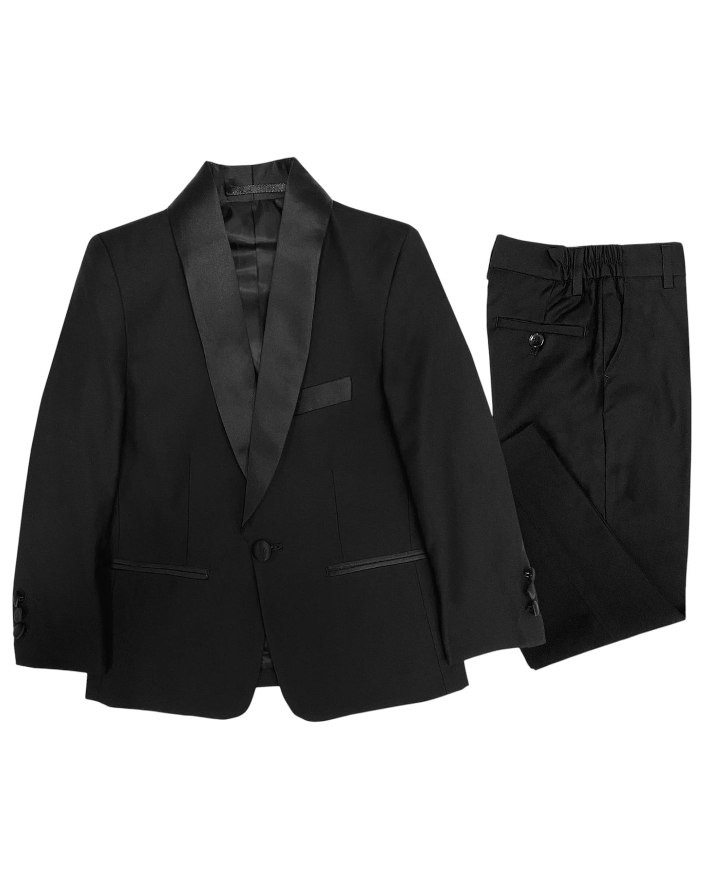 Kids Black shawl lapel blazer and dress pants