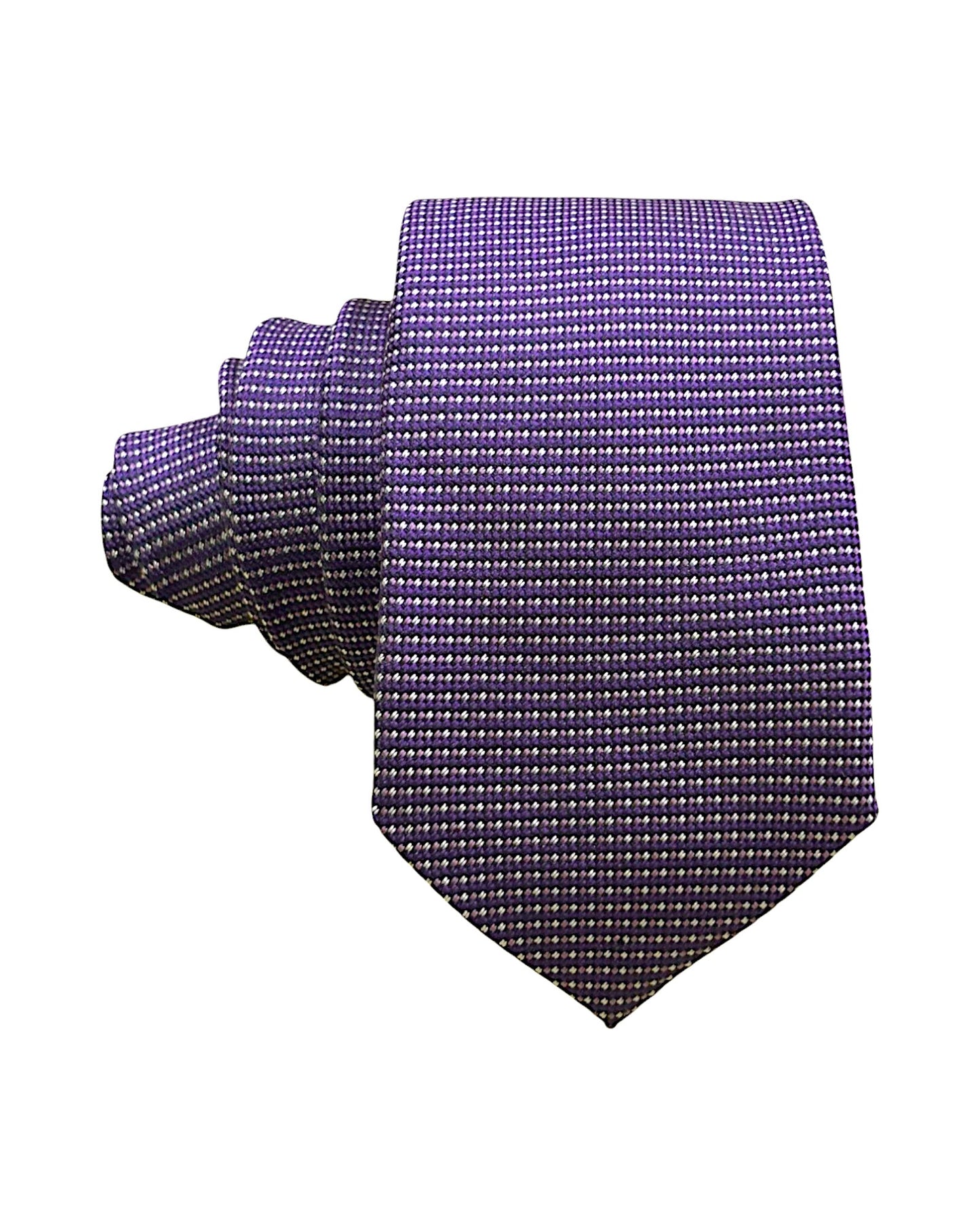Purple polka dot tie on a white background
